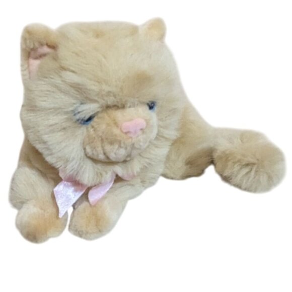 TB Trading Co cat kitten plush stuffed animal toy  blue eyes yellow tan 10" - Picture 1 of 8